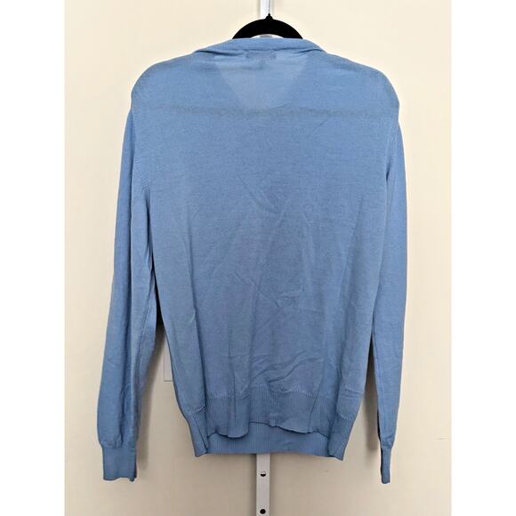 Marco Fiori Merino Wool V Neck Sweater Light Blue Extra Fine Made in Italy M - Picture 2 of 8